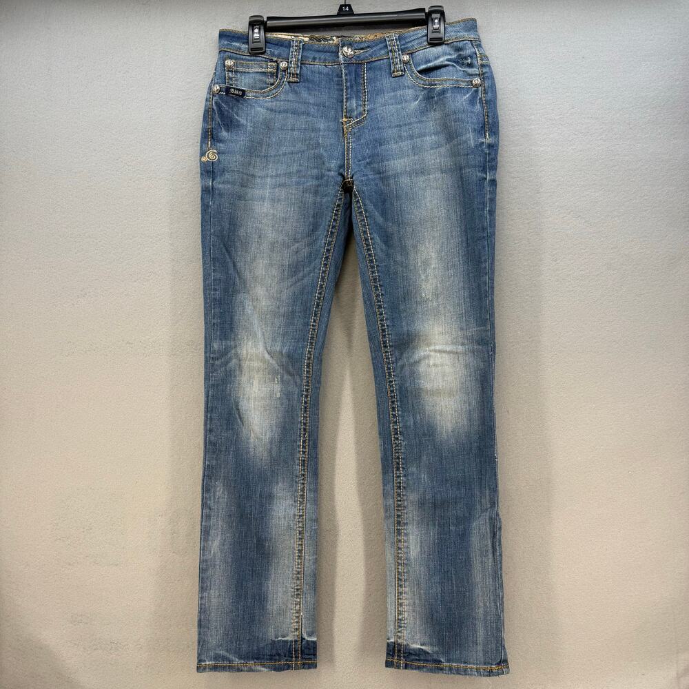 Adiktd Jeans Women's 8/W30x31 Low Rise Straight Floral Embroidered Western Boho - Picture 3 of 15